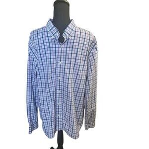 Lands’ End Blue Long Sleeve Tailored Fit Button-Up Shirt Size XL